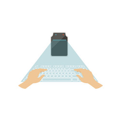 hands typing with virtual keyboard future vector