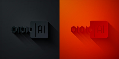 paper cut binary code icon isolated on black vector image