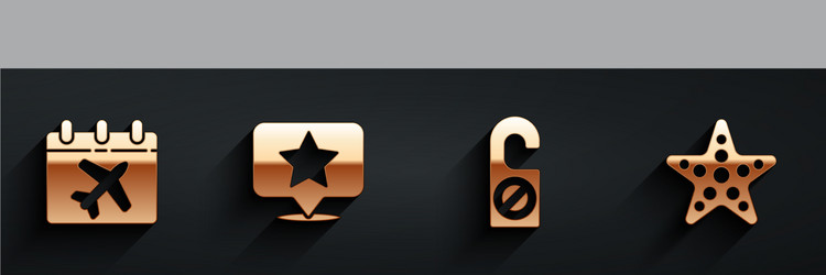 set calendar and airplane map pointer with star vector image