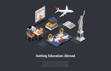 Education abroad work and travel program concept vector