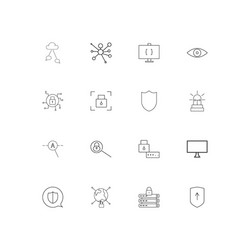 internet security simple linear icons set vector image