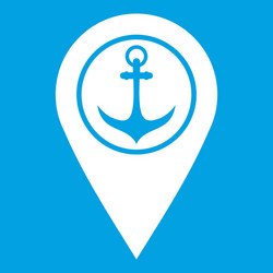 Map pointer with symbol anchor and sea port icon vector