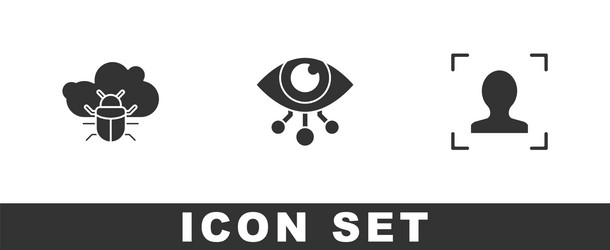 set system bug on a cloud eye scan and face vector image