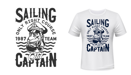 Captain Sailing T-Shirt Mockup Vector Image