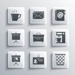 set identification badge trash can coffee vector image