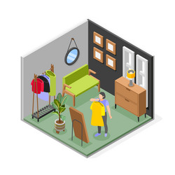 spring wardrobe isometric composition vector