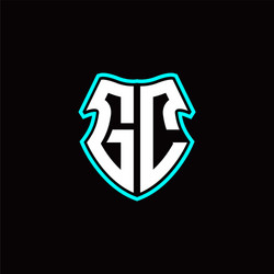 g c initial logo design with a shield shape vector image