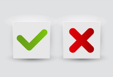 Red and green check mark icons button vector