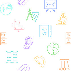 school seamless pattern in line style vector image