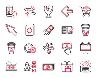 set of line icons related to fragile vector image