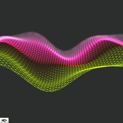 Wave with connected lines and dots glowing grid vector