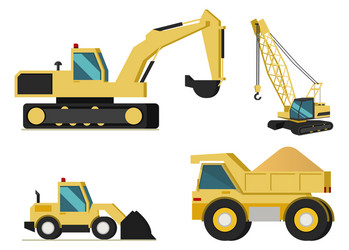 Different road construction machines and equipment