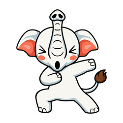 cute little elephant cartoon dancing vector