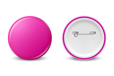 realistic pink round blank empty button vector