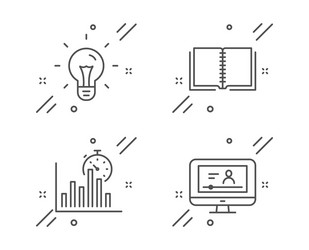 report timer idea and book icons set online vector image