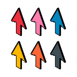 set of arrow isometric pixel icon web cursor vector image