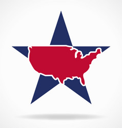 Usa map on large star symbol vector