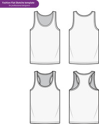 Sleeveless Tank Top - Technical Flat Sketch Vector Image