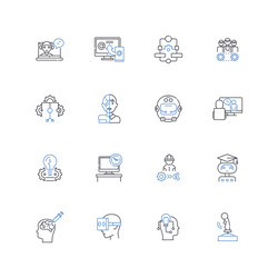 web development line icons collection html css vector image
