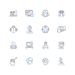 web development line icons collection html css vector