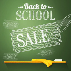 back to school sale on chalkboard vector