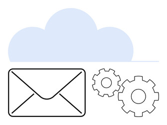 cloud computing concept with envelope and gears vector image