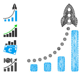 Net rocket success bar chart mesh vector