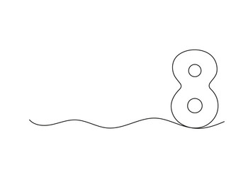 number eight continuous one line drawing black vector