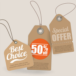 Retro style cardboard sale tags vector