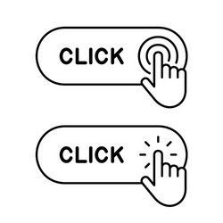 Set of click here button with hand icon vector