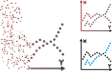 shredded pixel halftone functions plot icon vector