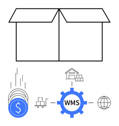warehouse management system wms diagram with open vector image