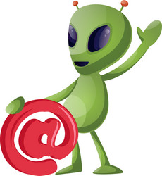 Design of cute alien waving hand on the planet 5054343 Vector Art