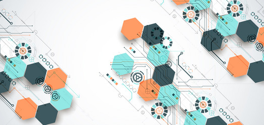 abstract circuit board background with hexagons vector image