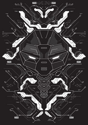 Cyberpunk Robot Head Tech Poster vector image