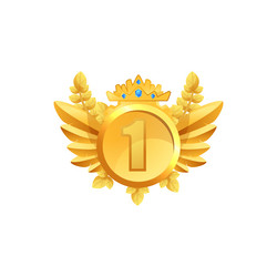 golden medal first place icon for game vector