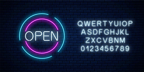 neon open 24 hours and 7 days in circle frames vector