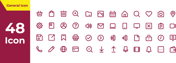 set of 48 line icons for website and mobile app vector image