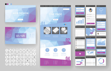 website design template and interface elements vector image