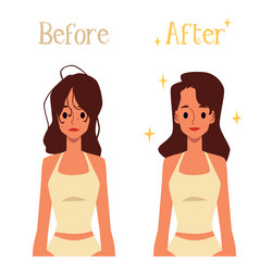 before and after hair morning routine cartoon vector