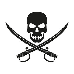 jolly roger with crossed swords pirate flag vector