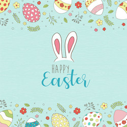 Spring Easter Card with Eggs & Flowers Vector Image