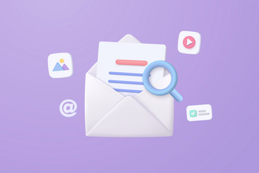 3d mail envelope icon with magnifying image vector image