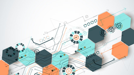 abstract circuit board background with hexagons vector image