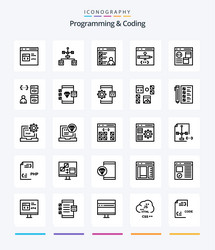 creative programming and coding 25 outline icon vector image