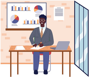 man analyses digital report with data statistical vector image