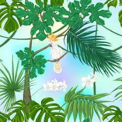 seamless pattern background with tropical plants Vector Image
