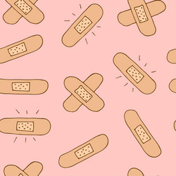 Sticking Plaster Pattern - Pink Background Vector Image