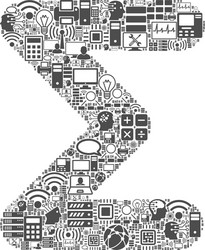 sum collage icon for bigdata and computing vector image