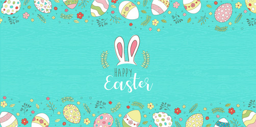 Cute Spring Easter Eggs Card Vector Image